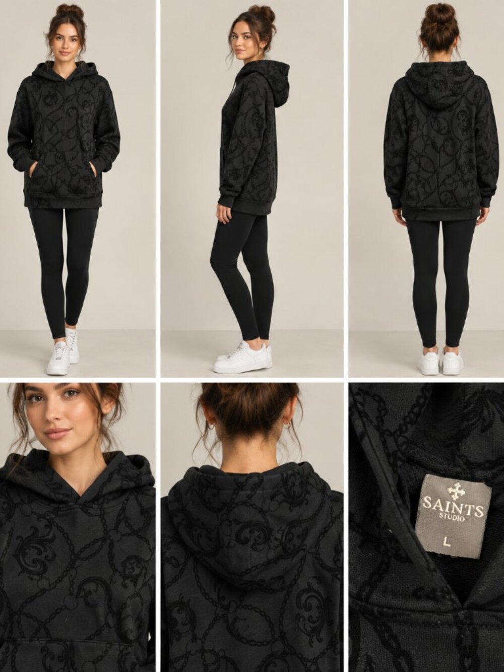 Oversized Velvet Black Hoodie
